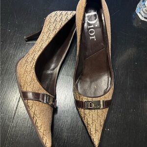 Dior Tan and Brown Monogram Heels